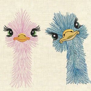 Ostrich set of 2 machine embroidery designs birds