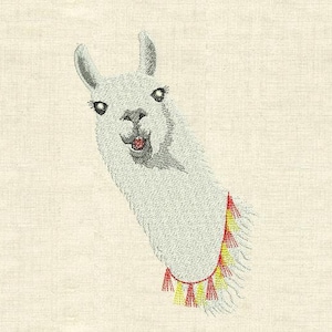 Llama alpaca head Machine embroidery designs happy