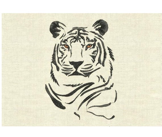 Machine embroidery design Tiger | Etsy
