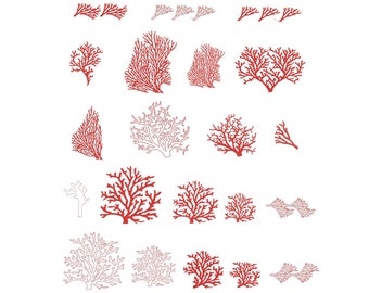 22 designs + gift! Machine embroidery design set Coral reef