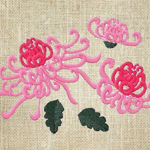 Chrysanthemum Machine embroidery flowers, Japanese embroidery