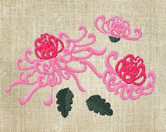 Chrysanthemum Machine embroidery flowers, Japanese embroidery