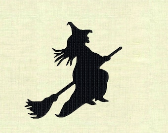 Flying witch silhouette Machine embroidery designs Halloween