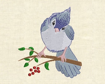 Machine embroidery designs sweet blue jay bird embroidery
