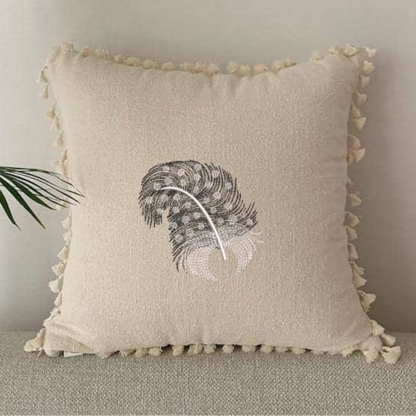 Machine embroidery design Guinea fowl feather