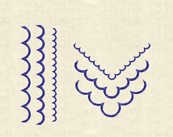 Scallop borders and corners set Machine embroidery designs