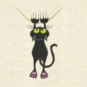 Machine embroidery designs hanging cat