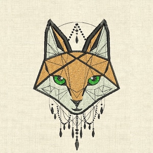 Modern line fox Machine embroidery design