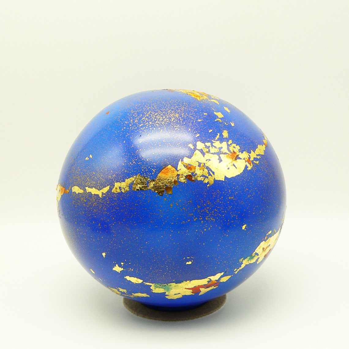 Globe Hand Painted Wood Urn Urn For Ashes Turned Wood Urn Etsy