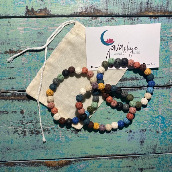 Happy Lava Stone Bracelet / Diffuser jewelry / 8mm/ Gemstone Jewelry / Healing Jewelry / Lava stone / Small Gifts / Reiki Infused / colorful