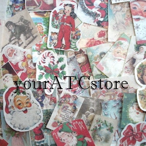 25 Vintage Christmas Ephemera Reproduction Fussy Cut Pieces Lot, Christmas Scrap Pack. Collage Mixed Media, Christmas ATCs, Greeting Cards