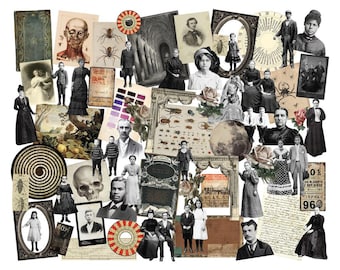 2024 Tim Holtz Idea-ology Halloween Paper Ephemera Layers & Paper Dolls th94399 - 64 Ephemera Pieces for ATCs, Mixed Media journals, diaries