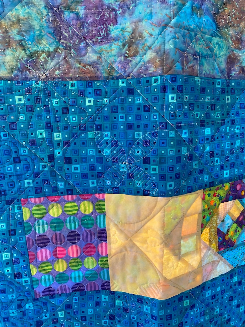 Blue and Yellow Kids Quilt Etsy