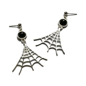 Silver Cobweb Earrings, Spiders Web Gothic Earrings, Halloween Jewelry, Gothic Gift, Creepy Cute, Handmade, Alternative Jewellery, Spooky
