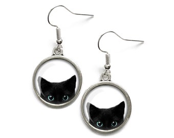 Cat Women Stud Earrings Jewellery,Handmade Earring for Mens Girls Kids Black