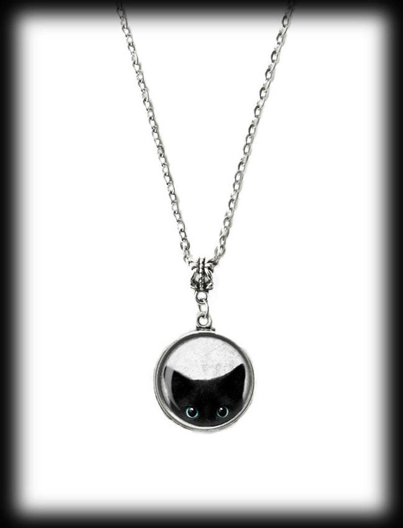 Gothic Witch Wiccan Jewelry Peeking Black Cat Pendant Alternative Jewelry Cat Jewellery Cat Lover Gift Cat Necklace Cute Peeping Cat