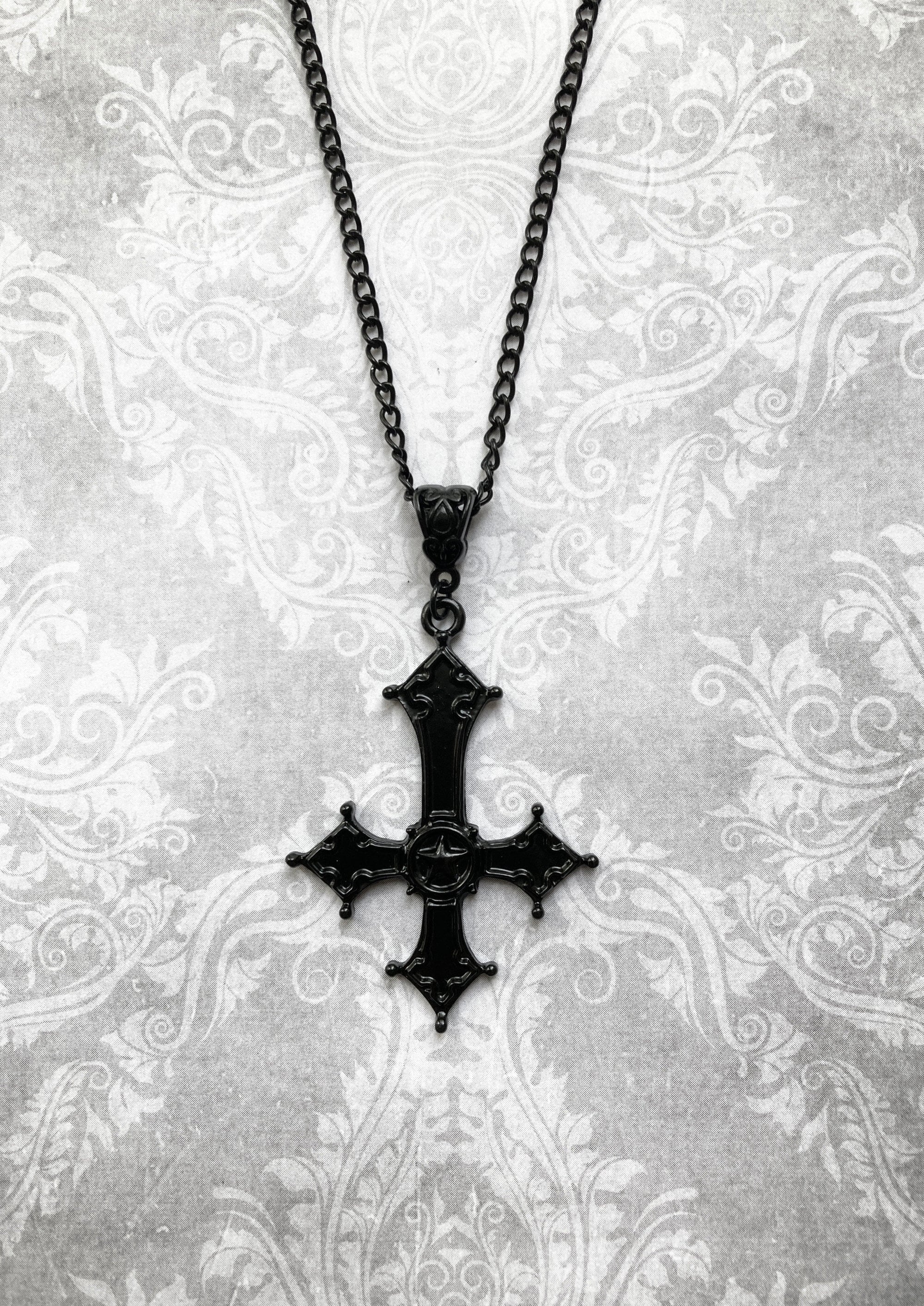 Black gothic cross necklace deals