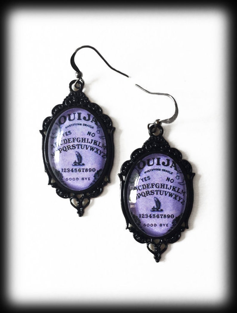 Purple Ouija Earrings Occult Jewelry Ouija Board Jewelry Etsy