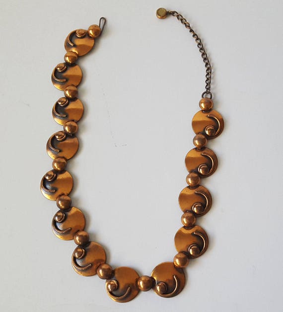 Modernist Copper Necklace, Mid Century Copper Nec… - image 3