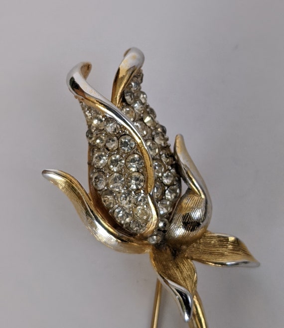 Kenneth Jay Lane KJL Floral Rhinestone Brooch, Vi… - image 1