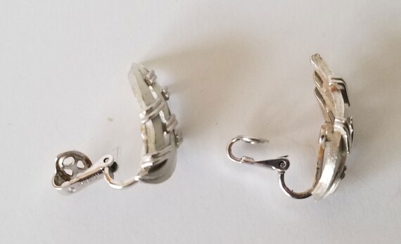 Crown Trifari Silver Tone Clip Earrings, Crown Tr… - image 5