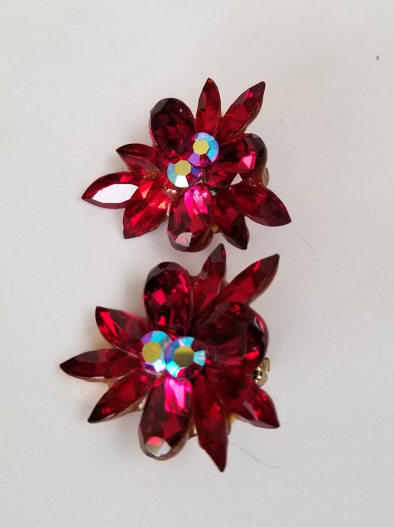 Nightingale Red Rhinestone Aurora Borealis Oversi… - image 5