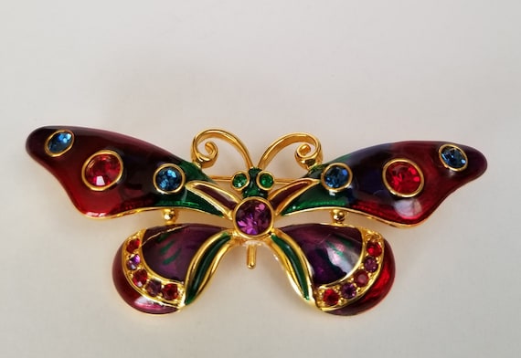 Butterfly brooch, Joan Rivers Plique a Jour Butter