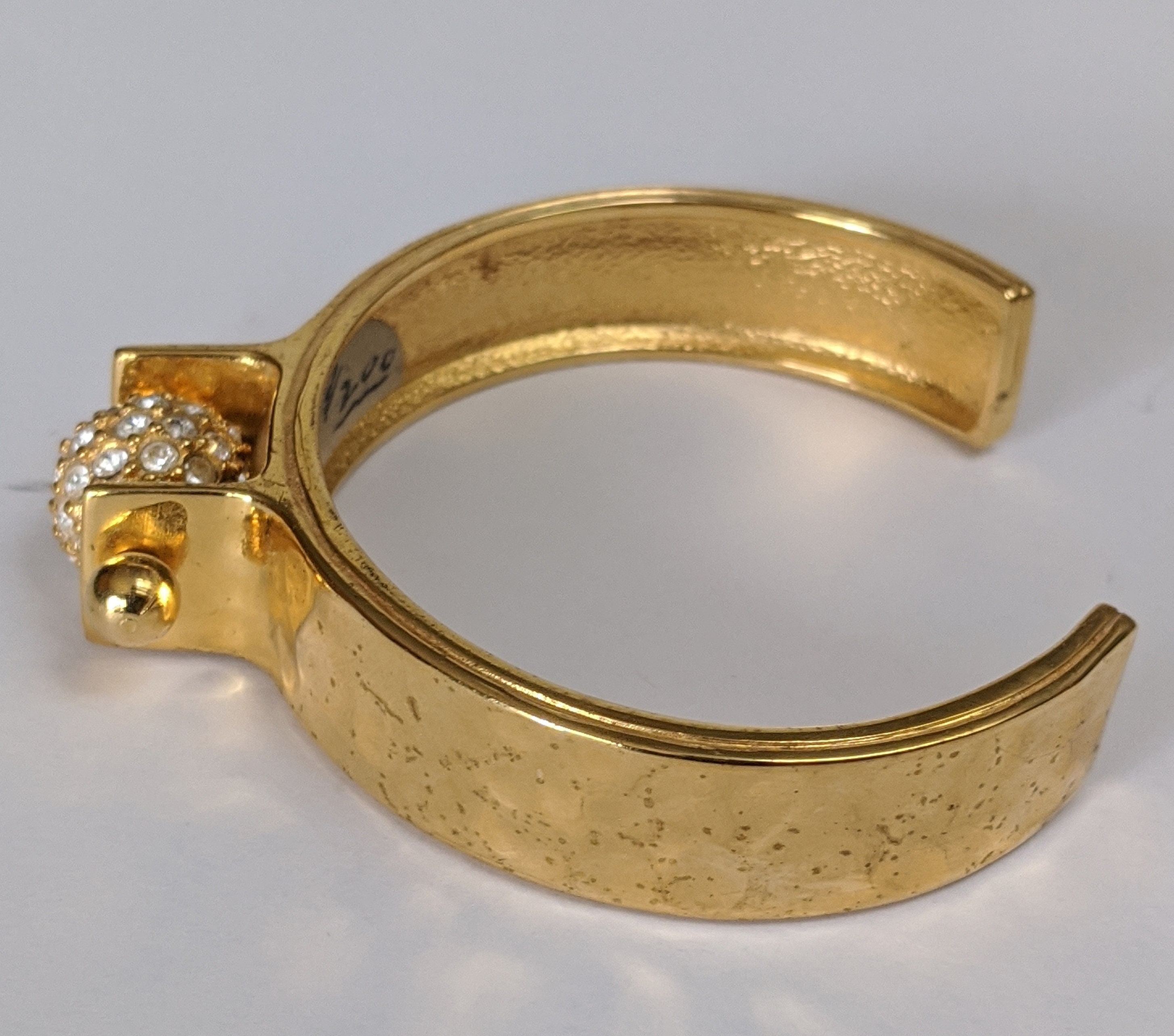 Whiting and Davis Gold Tone Cuff Bracelet W & D Rhinestone Etsy