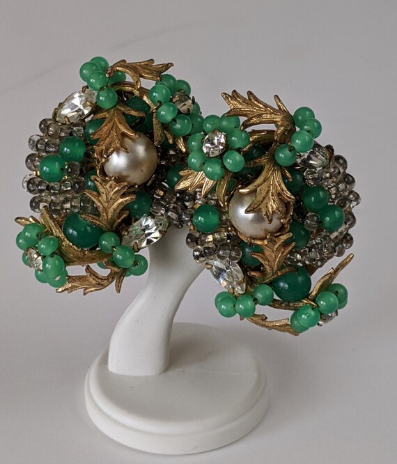 Large Gilt Cluster Earrings, Vintage Eugene Clip E