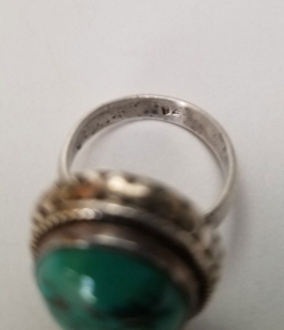 Turquoise size 6 Ring, large blue-green cabochon … - image 7