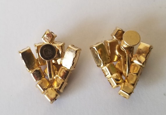 Rhinestone Screw Back Earrings, Mid Century Rhine… - image 3