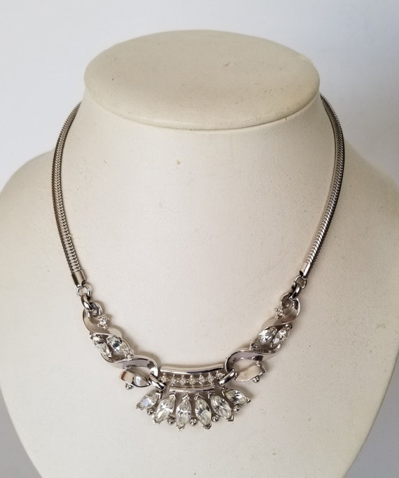 Trifari "Coronet" Necklace, Trifari Silver Tone Sn