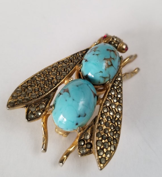 Vintage Les Bernard Marcasite Brooch, Marcasite Tu