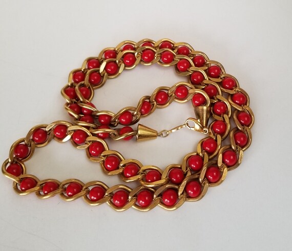 Napier Faux Coral Statement Necklace, Napier Brus… - image 3