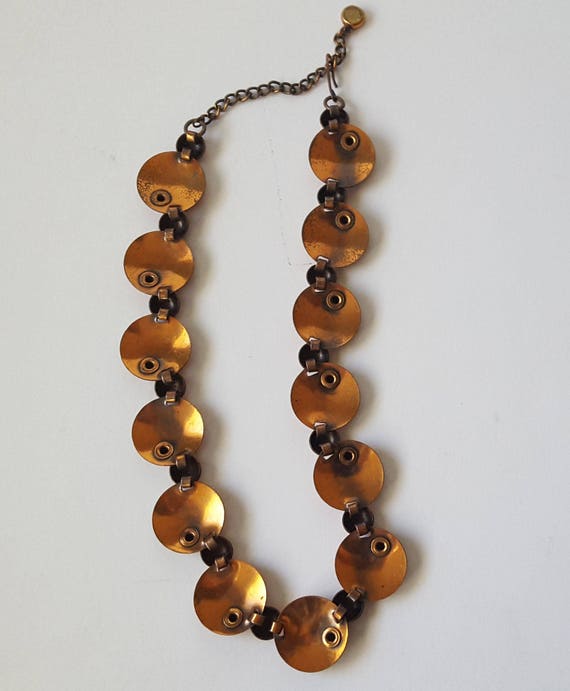 Modernist Copper Necklace, Mid Century Copper Nec… - image 7