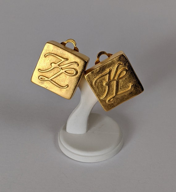 Karl Lagerfeld Logo Earrings, Karl Lagerfeld Gold
