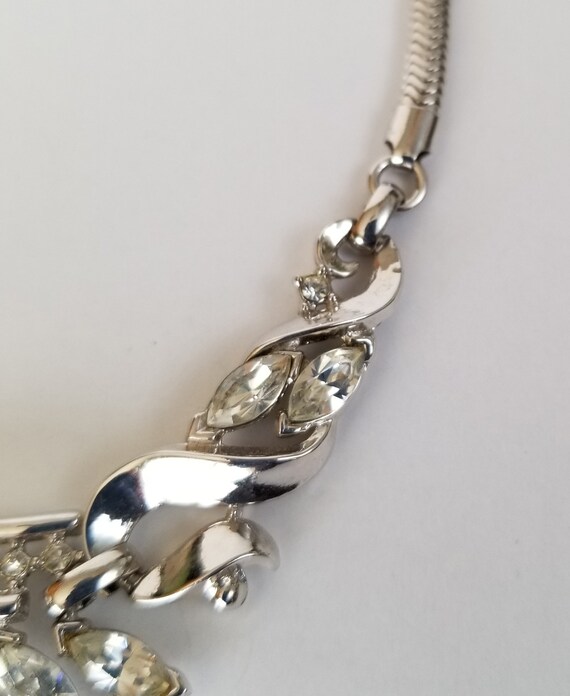 Trifari Coronet Necklace Trifari Silver Tone Snake Chain Necklace Trifari Silver Tone Rhinestone Necklace Circa 1950