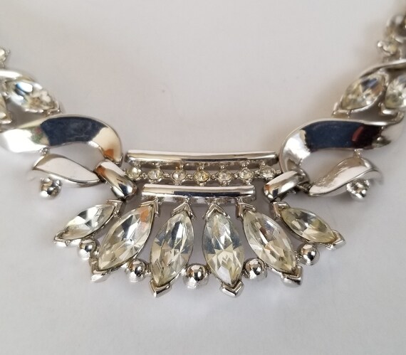 Trifari Coronet Necklace Trifari Silver Tone Snake Chain Necklace Trifari Silver Tone Rhinestone Necklace Circa 1950