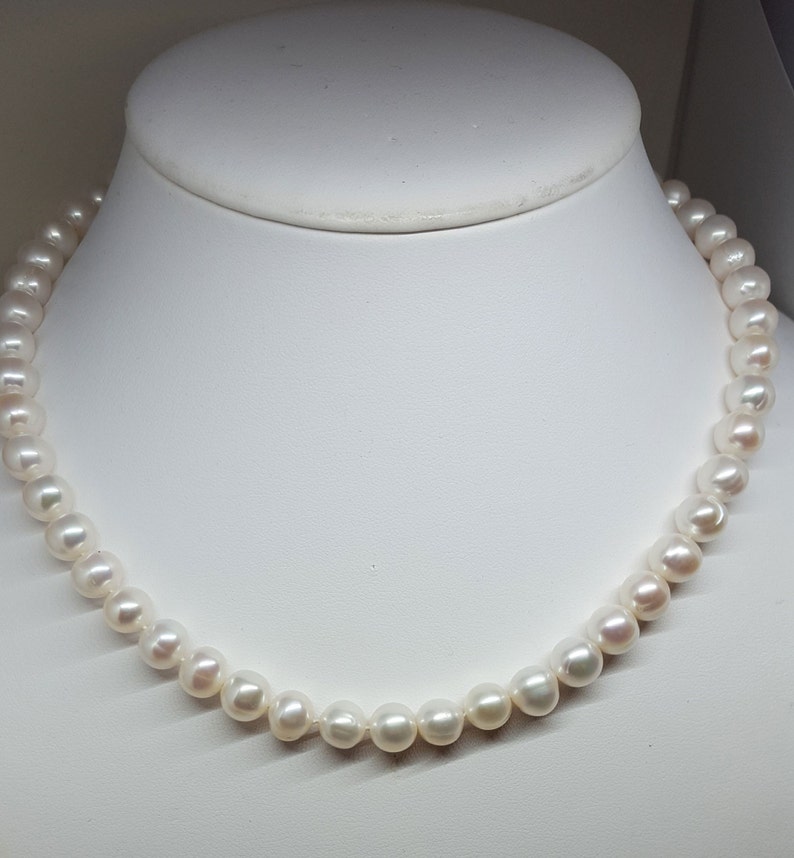 8mm freshwater pearl necklace 18 inches long single strand | Etsy