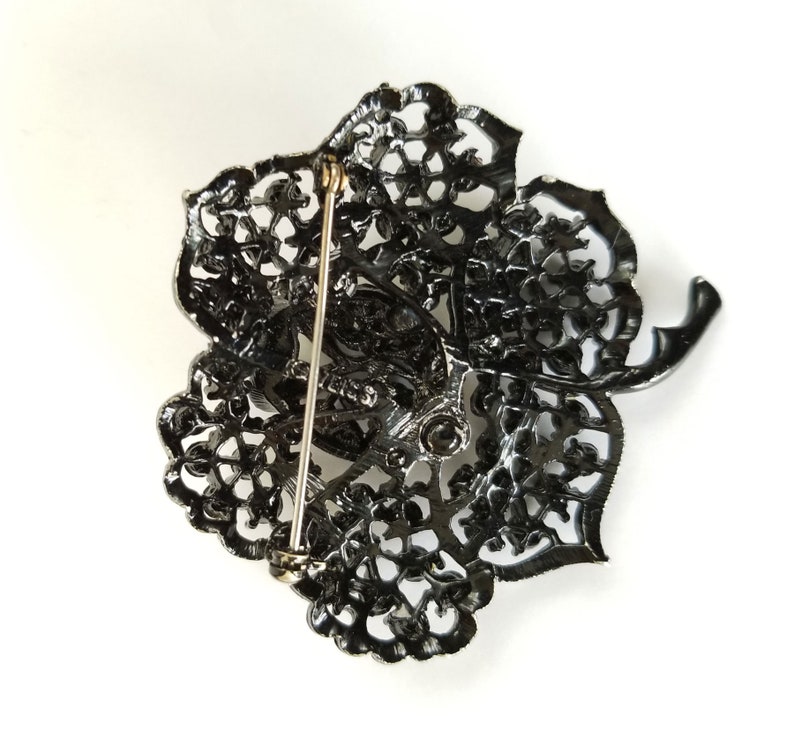 Weiss Black Rhinestone Brooch Black Rhinestone Flower Brooch - Etsy