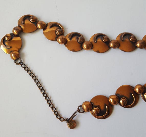Modernist Copper Necklace, Mid Century Copper Nec… - image 5