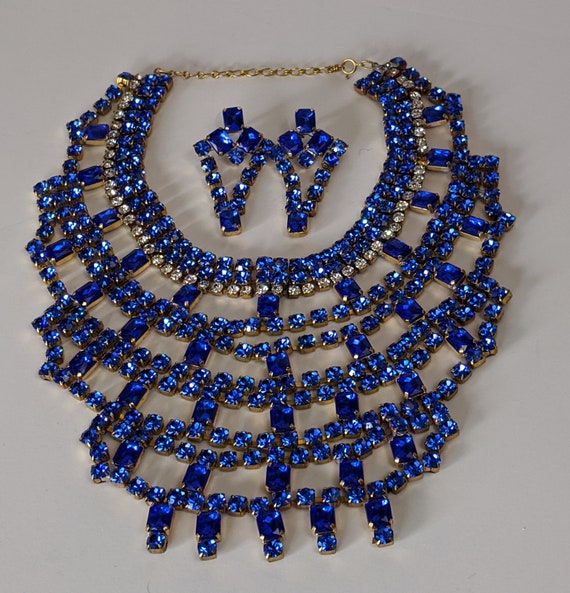 Sapphire Blue Rhinestone Statement Necklace, State