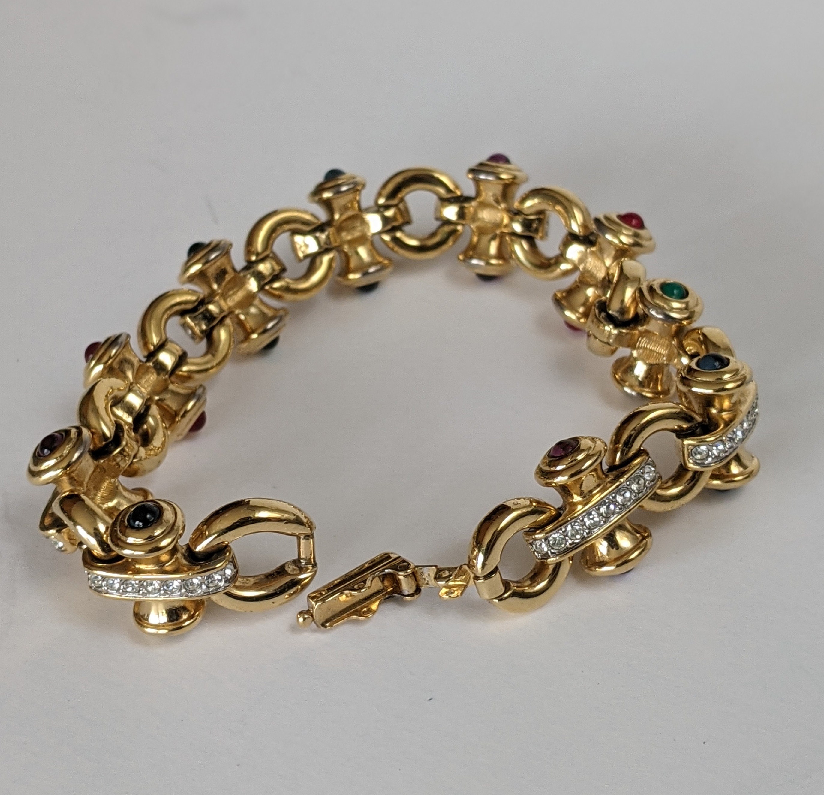 Swarovski Chunky Gold Tone Crystal Bracelet Signed Swarovski Etsy