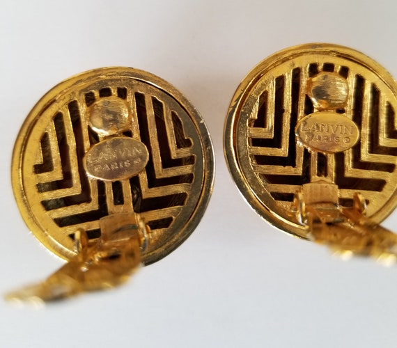 Boucles D'oreilles Clips Vintage Lanvin Paris - Dorées, Signées, En Occasion Bon état, Pour Un Look Rétro Chic