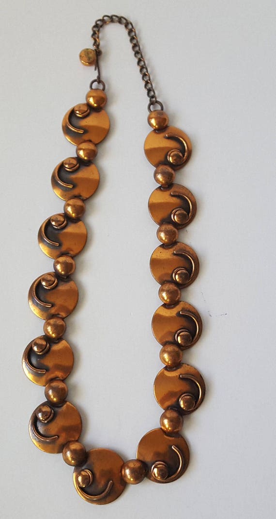 Modernist Copper Necklace, Mid Century Copper Nec… - image 4