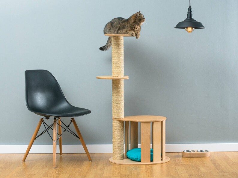 Climb Tree Toy WORLDWIDE SHIPPING Modern Cat Furniture Cat house with sisal tree Cletis Brown Tower Bed House Shelf