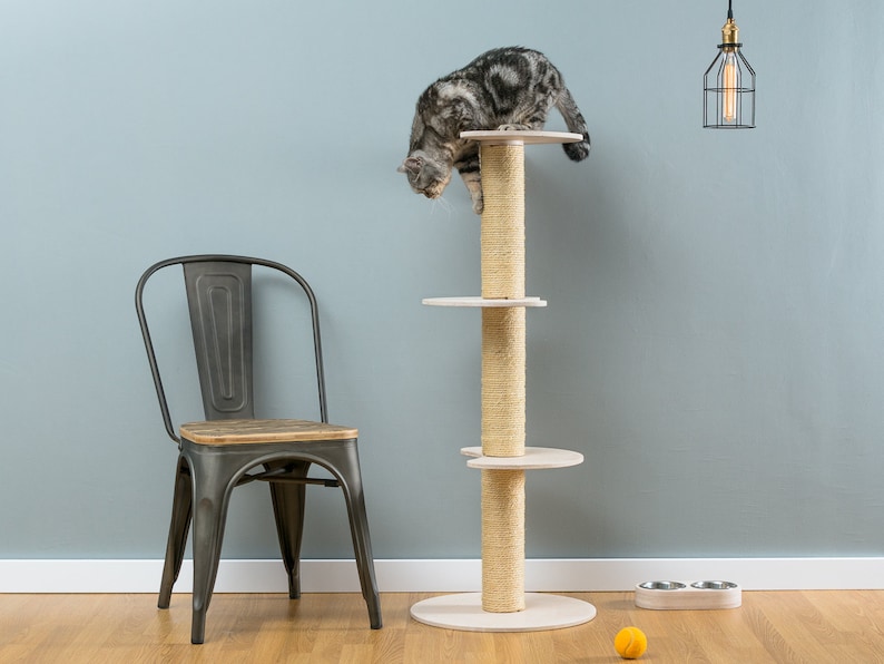 Sisal cat tree Ozzy White WORLDWIDE SHIPPING Modern Cat Etsy