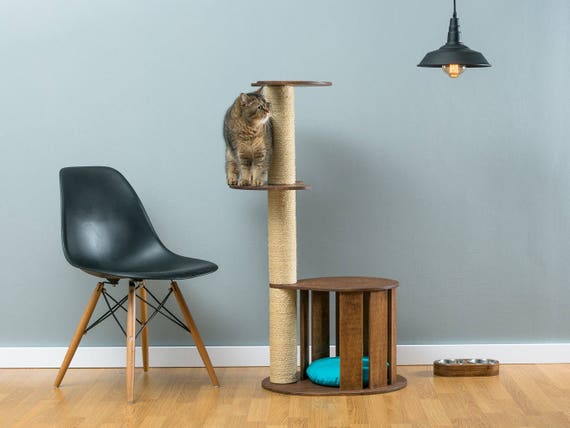Climb Tree Toy WORLDWIDE SHIPPING Modern Cat Furniture Cat house with sisal tree Cletis Brown Tower Bed House Shelf