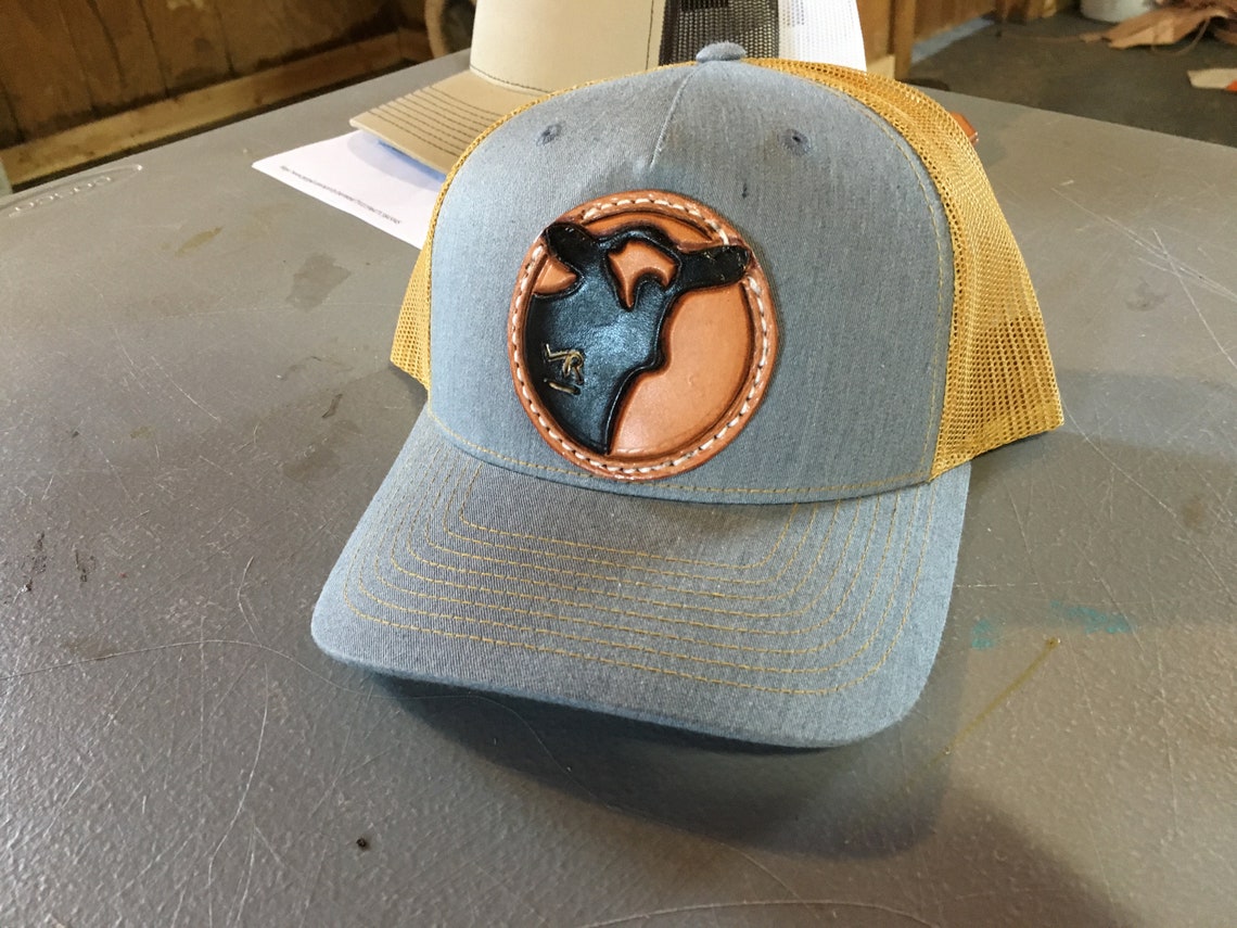 Custom Leather Tooled Patch on Cap Etsy