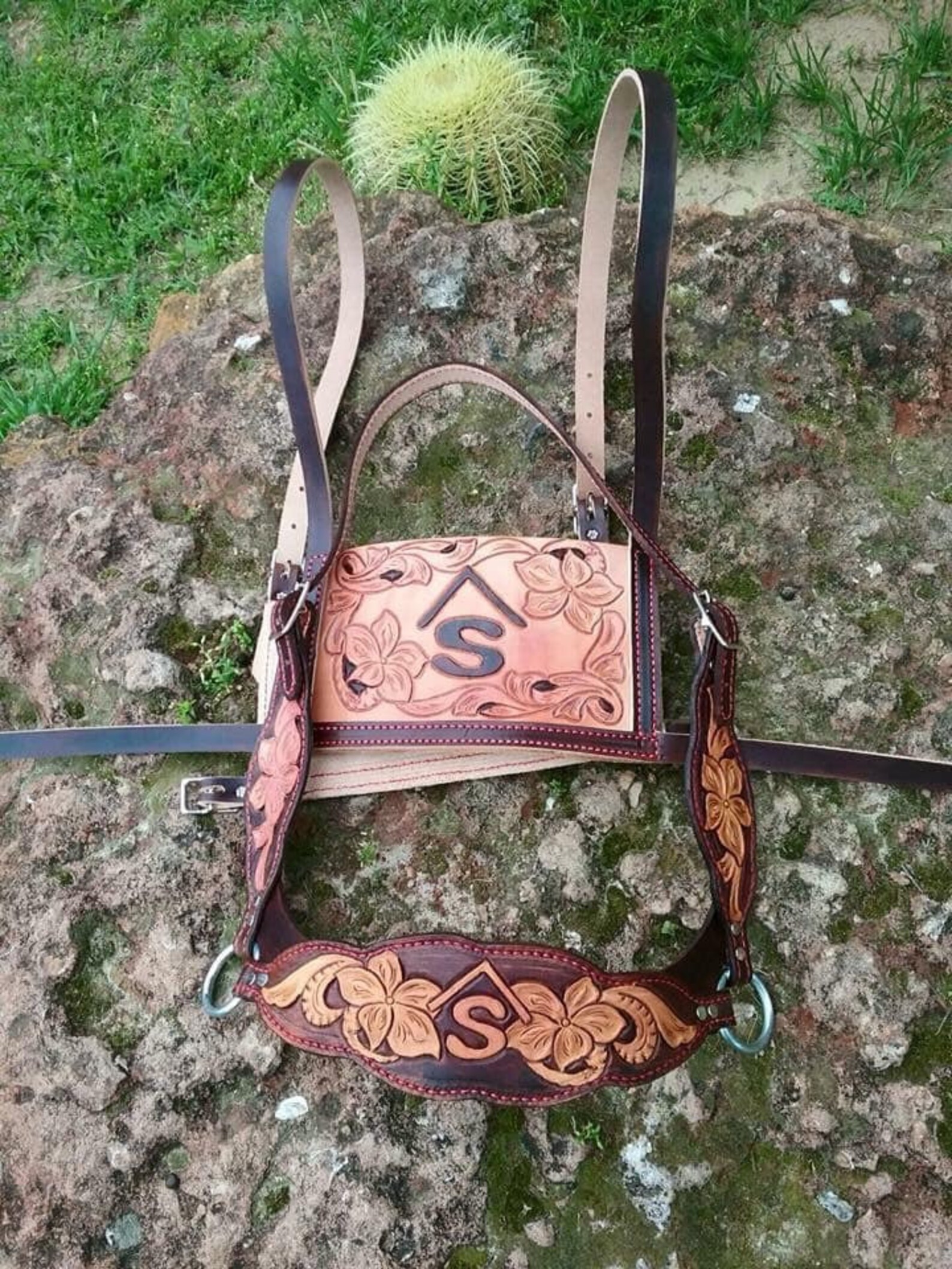 Custom tooled leather cattle show halters Etsy